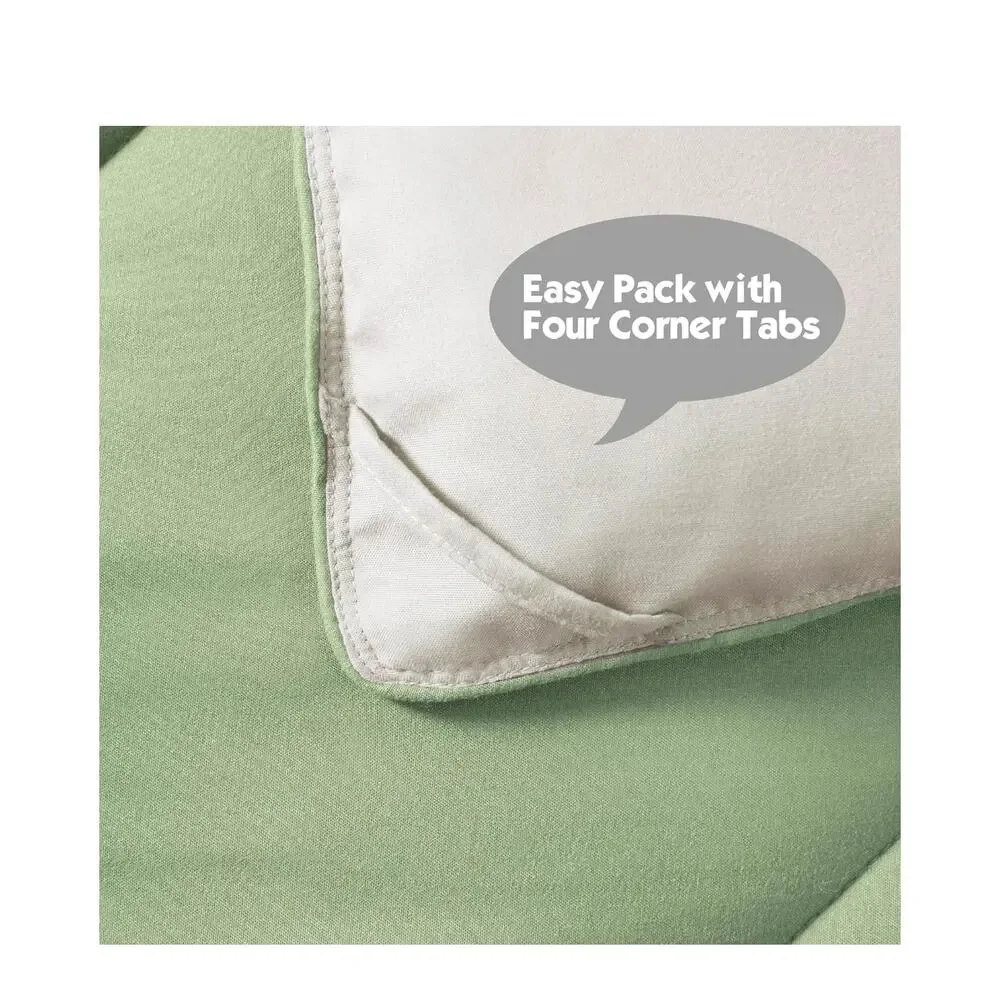HIG 3pc Sage Green Twin/Twin XL Comforter Set Quilted Duvet Insert w/Corner Tabs